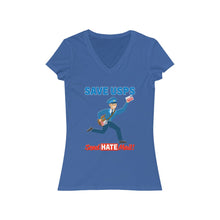 Load image into Gallery viewer, Save the Post Office - Send hate mail! Women's Jersey Short Sleeve V-Neck Tee