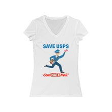 Load image into Gallery viewer, Save the Post Office - Send hate mail! Women&#39;s Jersey Short Sleeve V-Neck Tee
