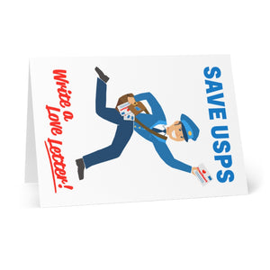 Save the Post Office - cute mailman - Greeting Cards (8 pcs)