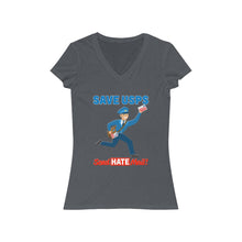 Load image into Gallery viewer, Save the Post Office - Send hate mail! Women&#39;s Jersey Short Sleeve V-Neck Tee
