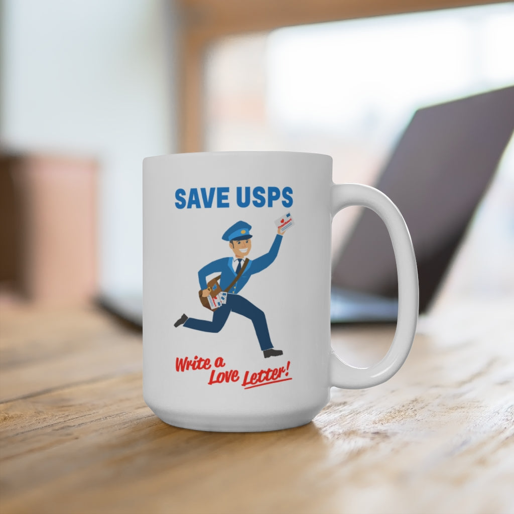 Save the Post Office - Cute mailman - Mug 15oz