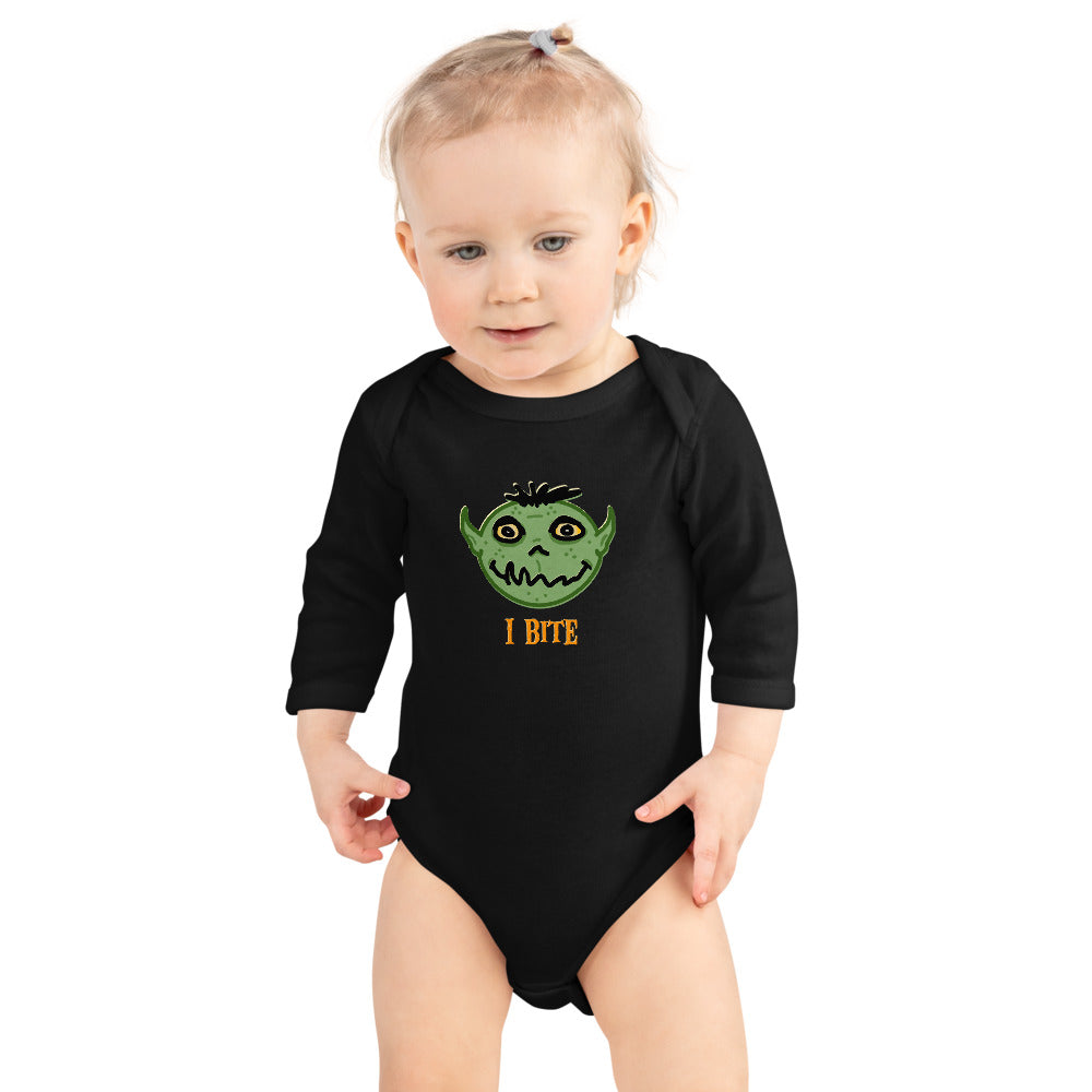 I Bite Halloween Monster Tee - Infant Long Sleeve Bodysuit